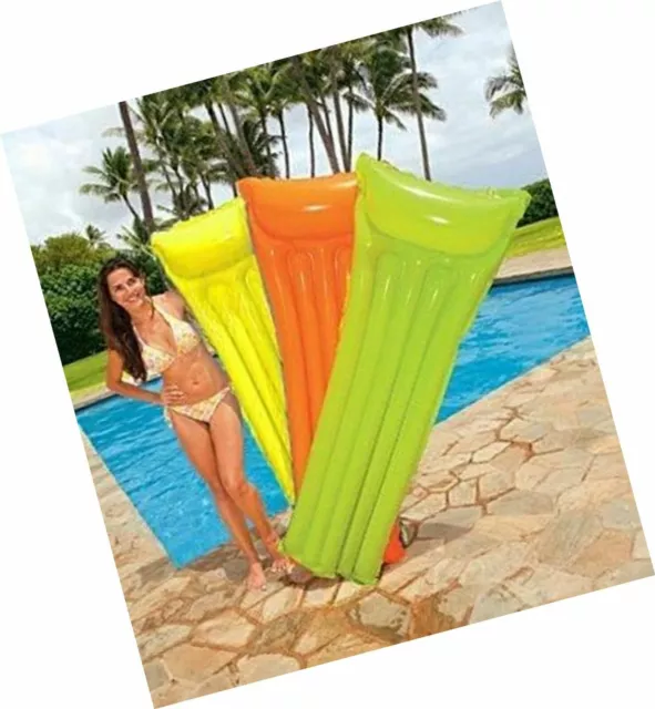 2x Tumbona inflable mate lilo piscina alfombra de aire rosa amarillo azul verde ass