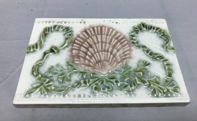 1 Antique ONE Decorative Shell Ceramic Bathroom Tile 4x6 Vintage Old 132-23B 3