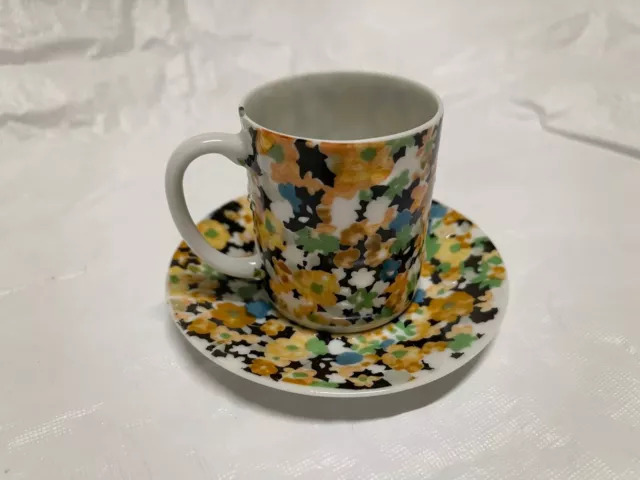 Vintage Floral Pattern Small Demitasse Cappuccino Coffee Cup & Saucer Set