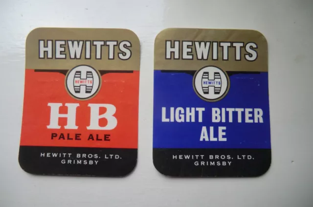 Pair Of Hewitts Grimsby Hb Pale Ale & Light Bitter Ale Brewery Beer Bottle Label