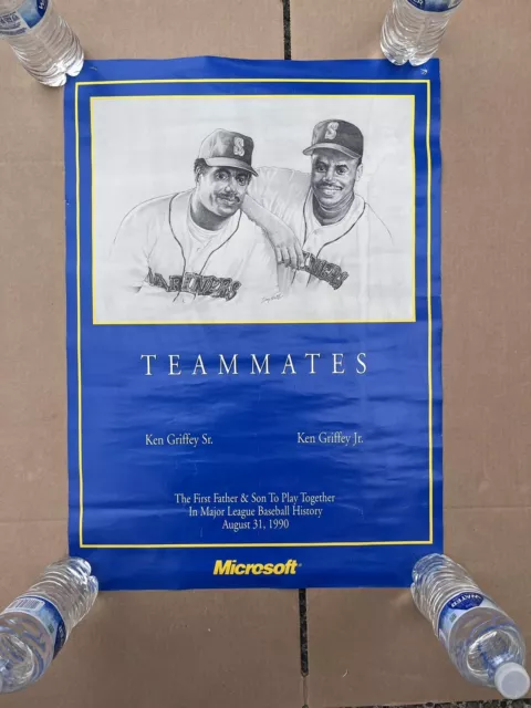 VINTAGE - 1990’s KEN GRIFFEY JR. & SR. POSTER - Seattle Mariners - Microsoft