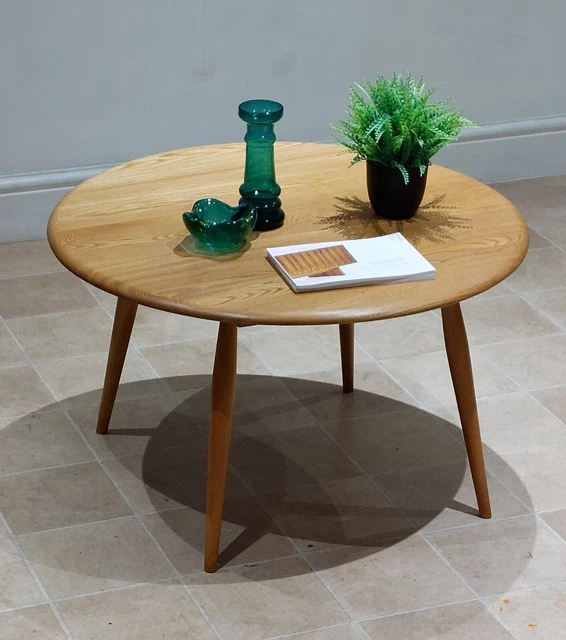 ERCOL ROUND WINDSOR Coffee Table Model 142 Light Finish Vintage Retro