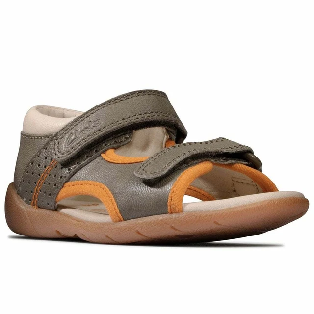 BNIB CLARKS TODDLER Boys ZORA SPIRIT Khaki Leather Sandals F/G