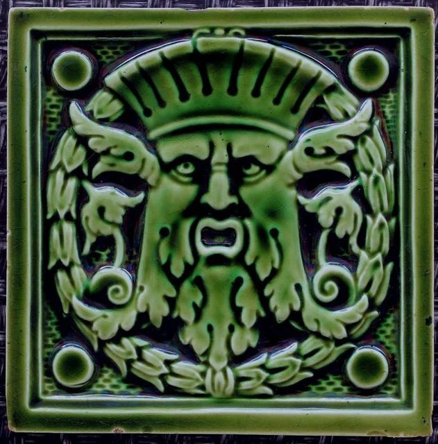 British Art Nouveau Vintage Ceramic Tile Rare Reproduction Majolica European UK