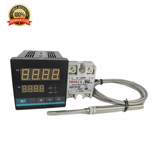 Universal PID Temperature Controller with SSR High Temp Probe  ℃ / ℉ (2 Alarms)