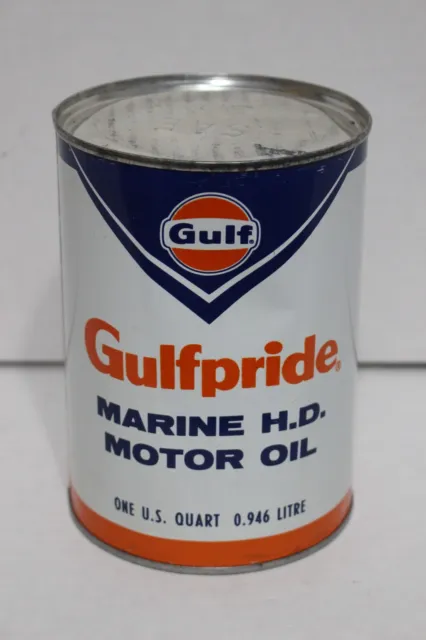 Gulfpride Marine HD Outboard Rare Vintage Boat Motor Oil Can Full Metal 1 Quart