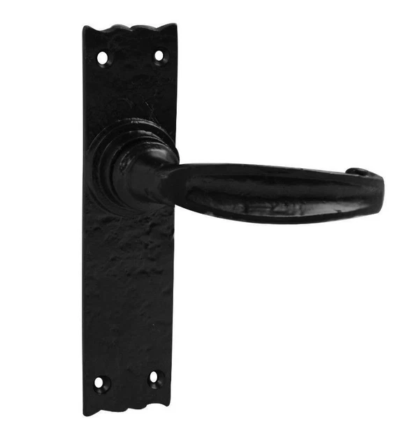 Black Antique Door Handles Isabella Style Lever Latch, Lock or Bathroom