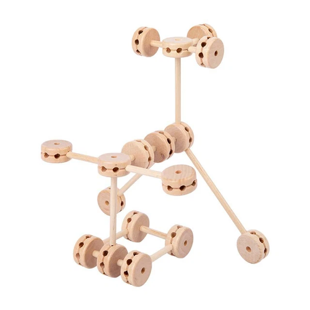 60pcs Fort Kit de Construction Bois Construction Châteaux Maison Jouets 10