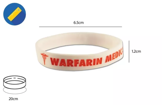 Pulsera de silicona anticoagulante medicada con warfarina alerta médica 2