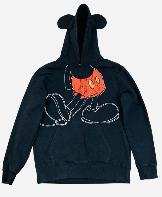 Walt Disney Mickey Mouse Pullover Hoodie With Ears Youth XL Black