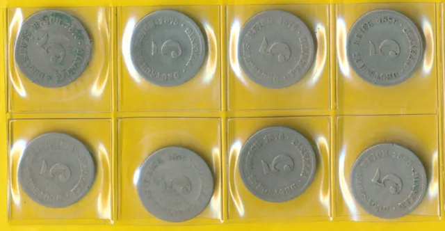 Kaiserreich 8 x 5 Pfennig 1874-1889