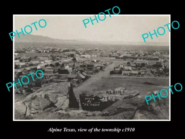 OLD LARGE HISTORIC PHOTO OF ALPINE TEXAS VIEW OF THE TOWNSHIP c1910