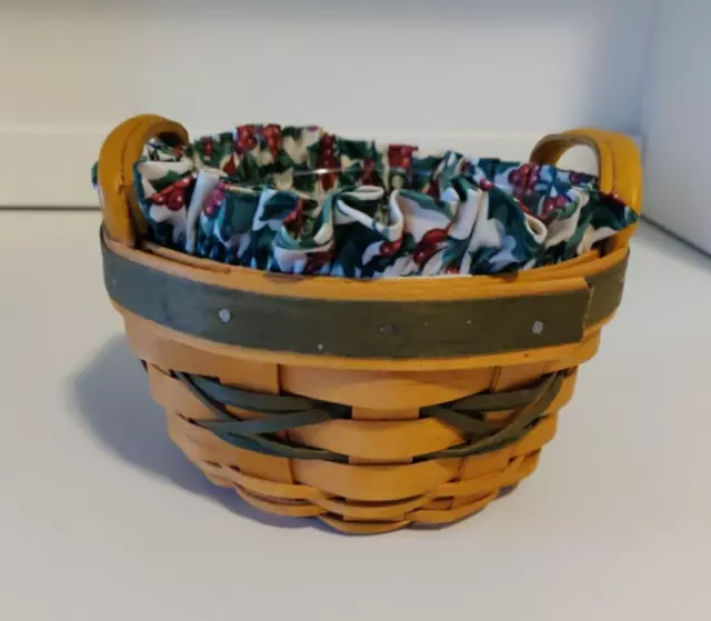 🎄 Longaberger 1999 Peppermint Tree Trimming Basket with Liner and Protector EUC