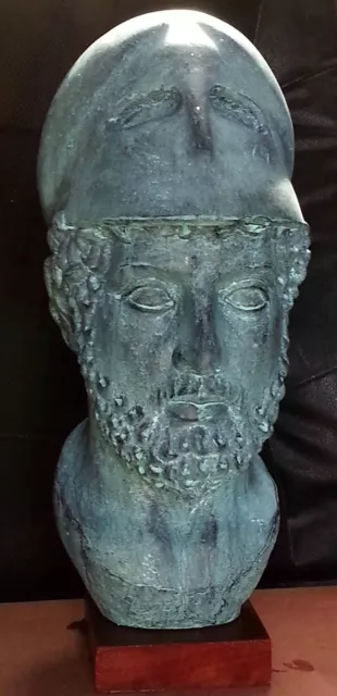 Bust Pericles Greek Sculpture Περικλῆς Ruler of Athens Bronze Patina Finish 38cm