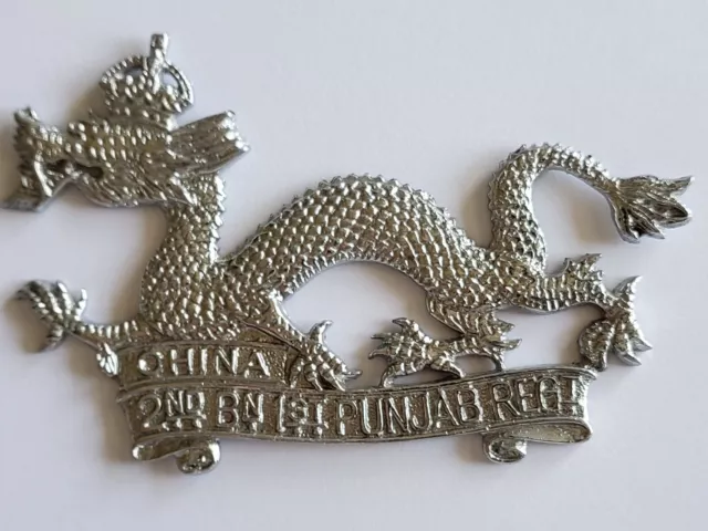 👍 1930s CHINA STATION BRITISH 2ND BN 1ST PUNJAB SIKH REGIMENT BADGE 中国英印军徽章