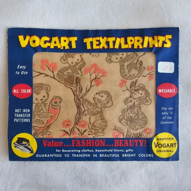 Vintage Vogart Hot Iron On Transfer Pattern Textilprints Bears Clothing Decor