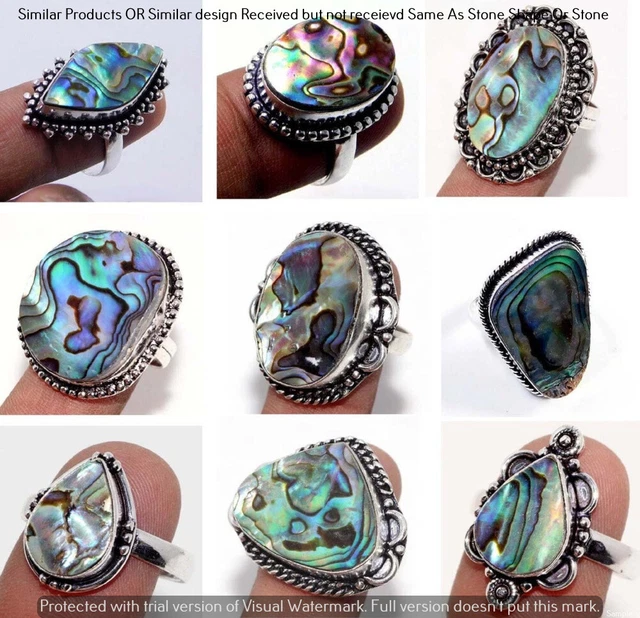 Abalone Shell 10 Piece Wholesale Ring Lots 925 Sterling Silver Ring NRL-662