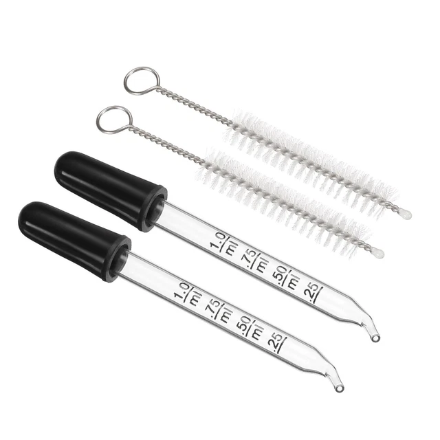 Eye Dropper Kit, 2set 1ml Straight Tip Graduated Dropper with Bulbs Brush, Clear