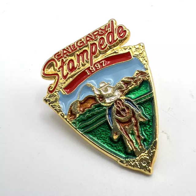 Rare 1997 Vintage Enamel Calgary Stampede Pin Pinback - Cowboy Horse Rodeo