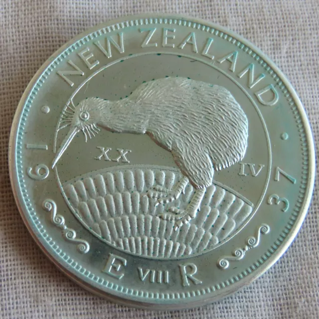 EDWARD VIII 1937 NEW ZEALAND SILVER PROOF PATTERN FLORIN PLAIN EDGE - mintage 18