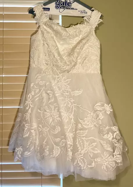 Adrianna Papell Embroidered Taffeta Fit and Flare Dress Size 12