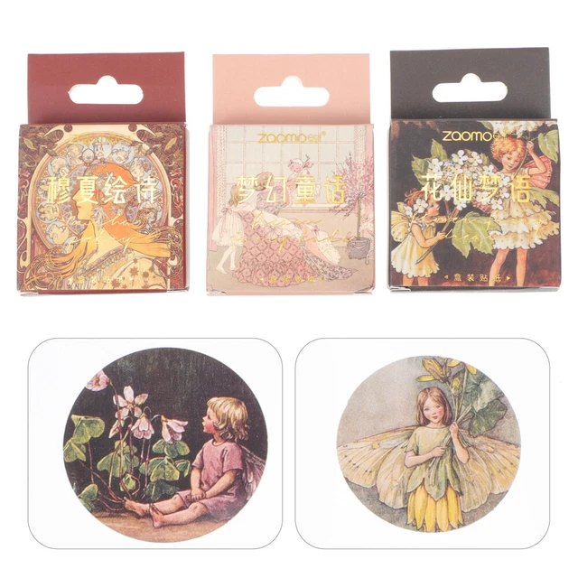 3 cajas pegatinas de libro de recortes para decorar papel japonés vintage pegatinas de cuento de hadas