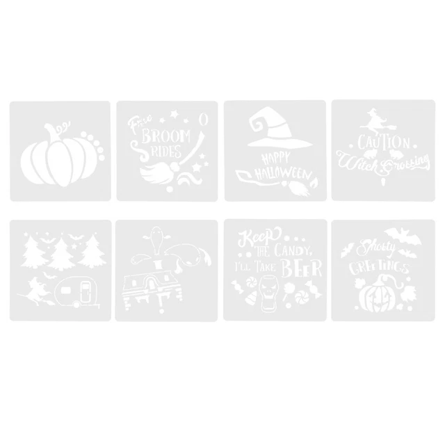 8 Pcs Halloween-Vorlagen Halloween-Zeichnungsvorlage Kuchen Topper Tragbar