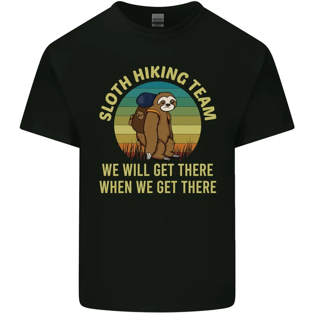 Sloth Hiking Team Funny Trekking Walking Mens Cotton T-Shirt Tee Top