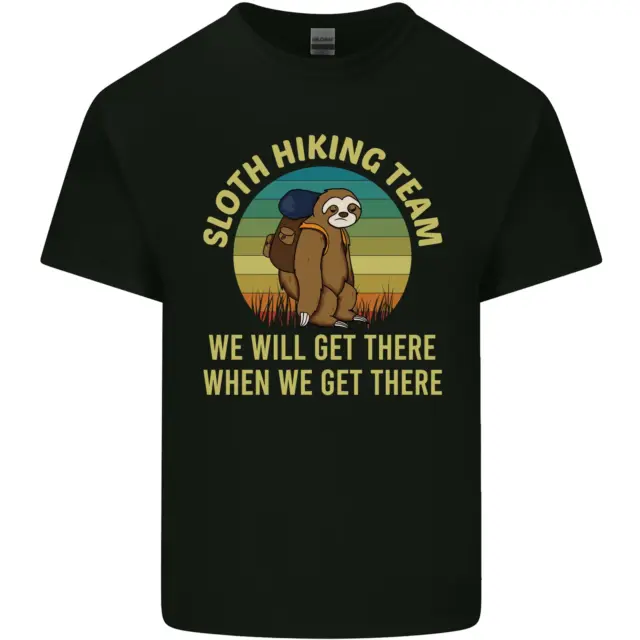 T-shirt top Sloth Hiking Team divertente trekking da uomo in cotone