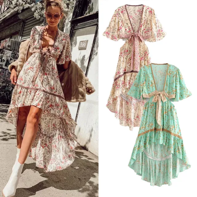 Women Ladies Summer Long Maxi Dress Boho Holiday Beach Party Cocktail Sundress