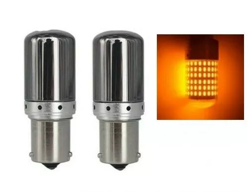 Ampoules PY21W LED BAU15S Canbus Orange Chromé 144SMD Clignotants pour Voitures