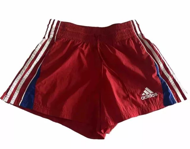 Adidas Red Colorblocked Three Stripe Women’s Shorts 3” Inseam Size XS