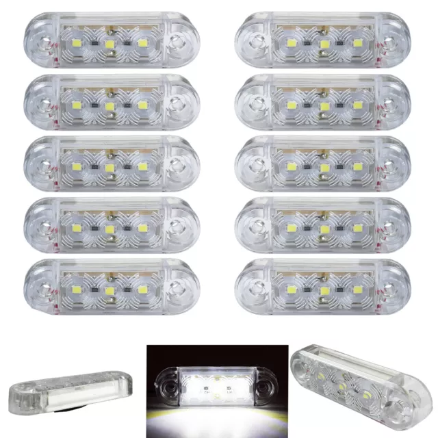 10x 3 LED Begrenzungsleuchten Positionsleuchten Weiß LKW PKW Anhänger 12V/24V