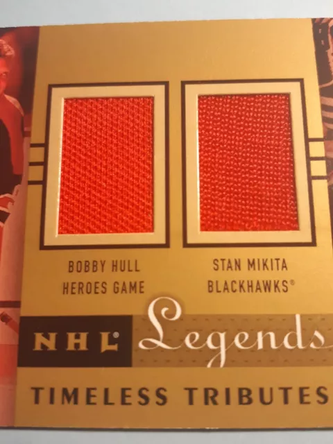 Bobby Hull Stan Mikita Dual Certified Patch UD NHL Legends Timeless Tribute NM-M 2