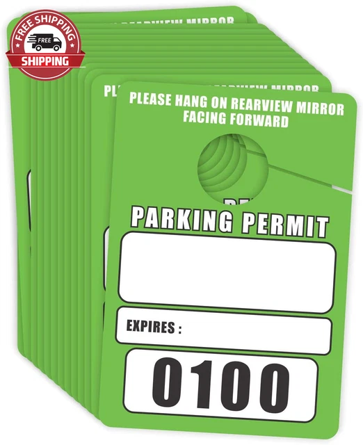PARKING PERMIT HANG Tags Blank Temporary Pass (Pack of 100) Car Vehicle