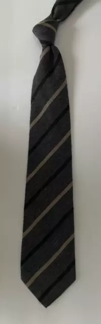 Gray Black Striped BURBERRY Cashmere Silk Tie Italy 2