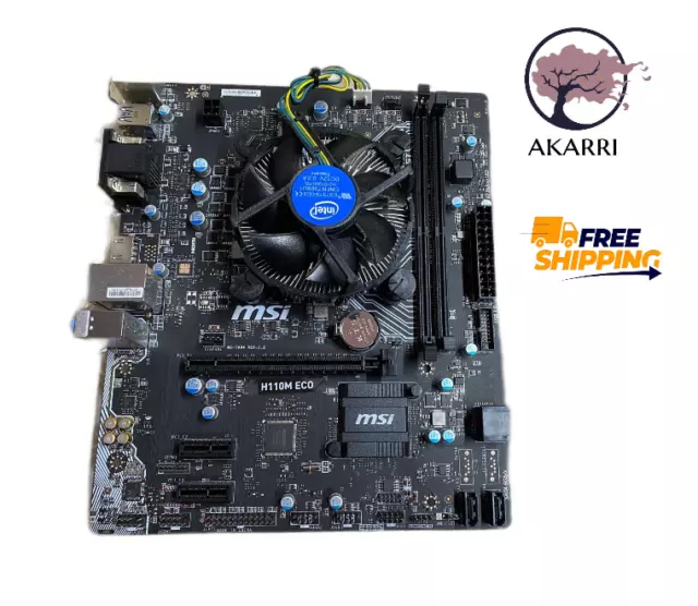 Motherboard MSI H110M ECO LGA 1151 Micro ATX DDR4 Support + I/O Shield + Cooler