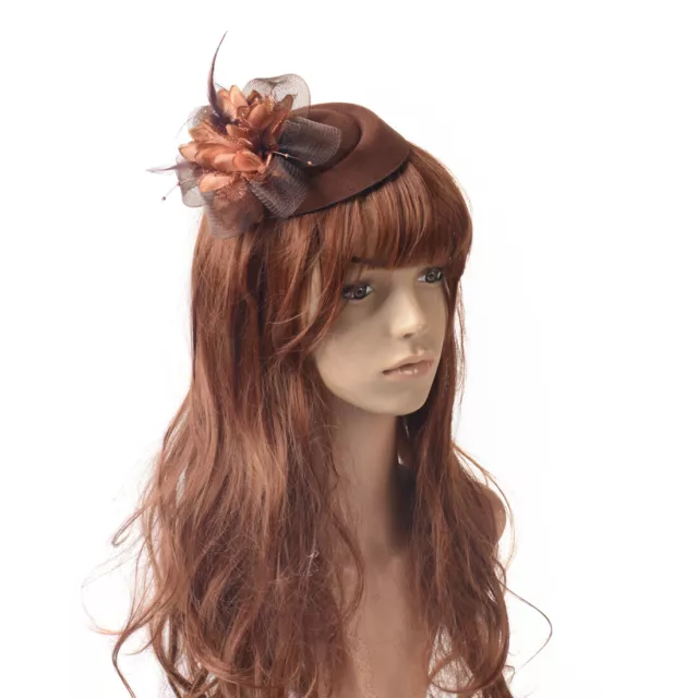 Feather Fascinator Church Pillbox Hat Hair Clip Party Accessory For Womens Lady 3