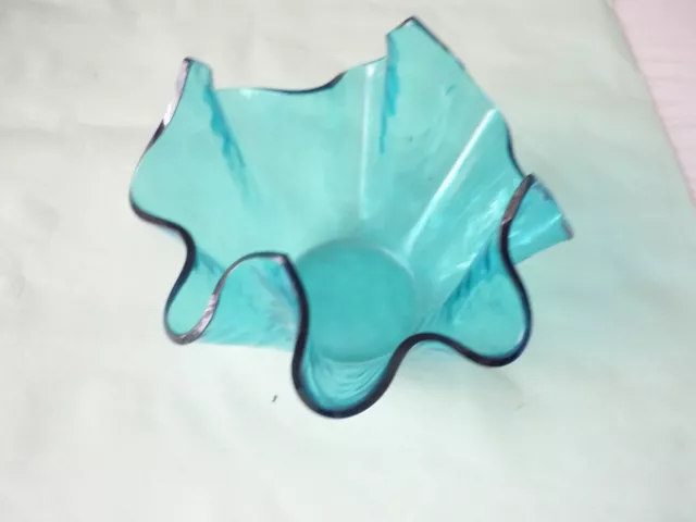 Vintage Chance? blue Glass Handkerchief Bowl –