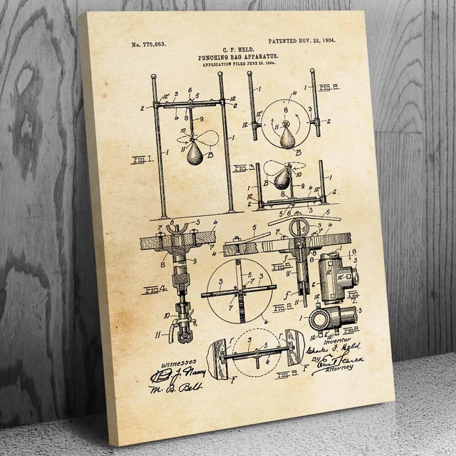 Boxing Speed Bag Patent Canvas Print Boxing Art Sports Decor Boxing Gifts