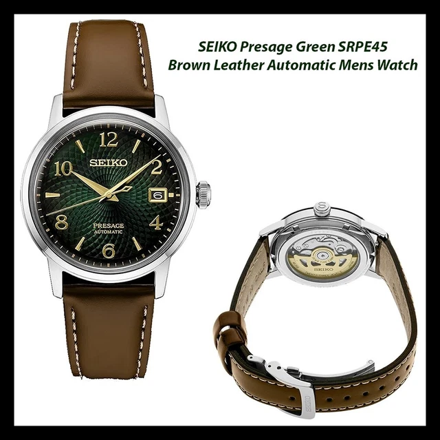 Michel Herbelin 1647/P16BR - Orologio Uomo Automatico, Cassa Acciaio Oro, Quadrante Verde, Cinturino Pelle Marrone