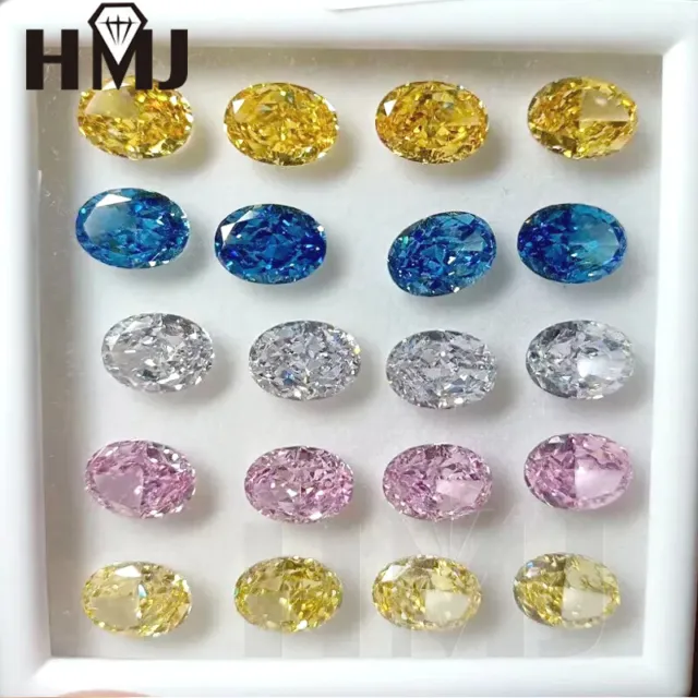 Oval Mixed Color 5A Crushed Ice Cut High Carbon Diamond Cubic Zircon CZ Stone