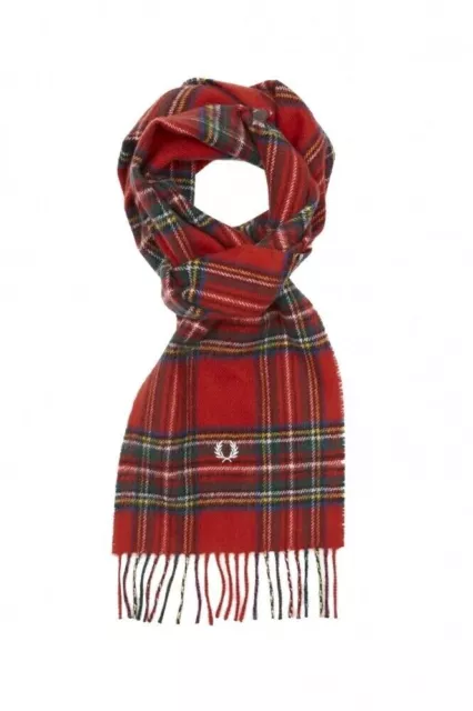 Genuine Fred Perry Royal Stewart Tartan Scarf, Red - Brand New..