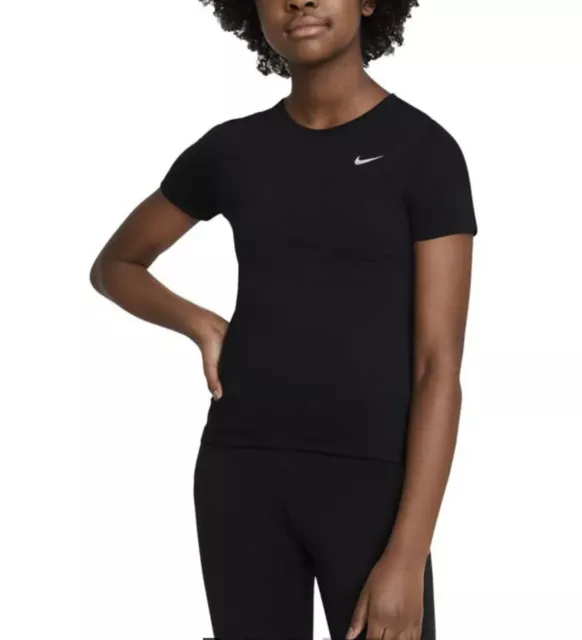 T-shirt a maniche corte Nike Pro per ragazze slim-fit Dri-Fit Tech nera DA1029-010