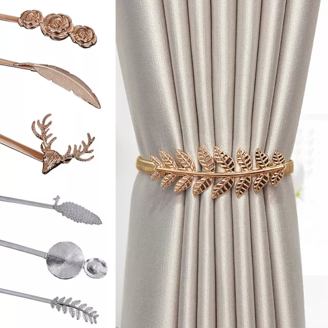 Strong Metal Curtain Tie Backs Buckle Clips Holdbacks Rope Tiebacks Home Elastic