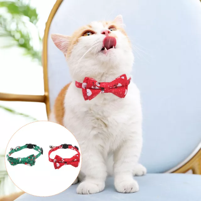 2 Pcs Haustierhalsband Zu Weihnachten Polyester Kätzchen Weihnachtskragen