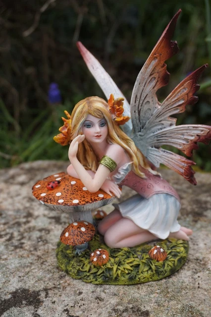Figurine Fée Ou Elfe Sur Licorne - Statuette Résine 15 Cm, Pailletée, Couleur Rose Ou Bleue