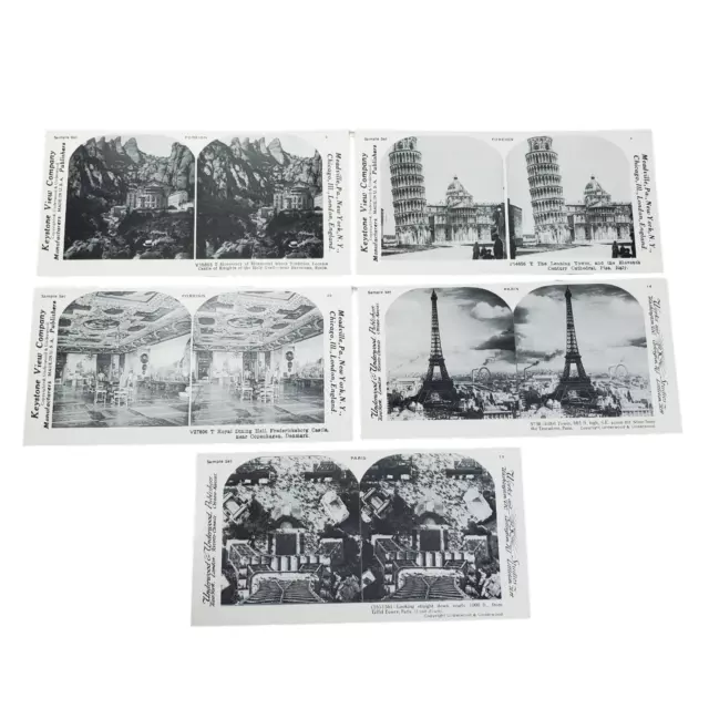 5/Lot Foreign 1978 Stereoscope Stereoview Card SV Photo Paris Italy Spain Denmar