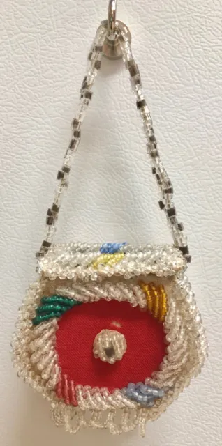 Antique Iroquois Native American Beaded Whimsy Sewing, Bead Bag Purse or Pouch