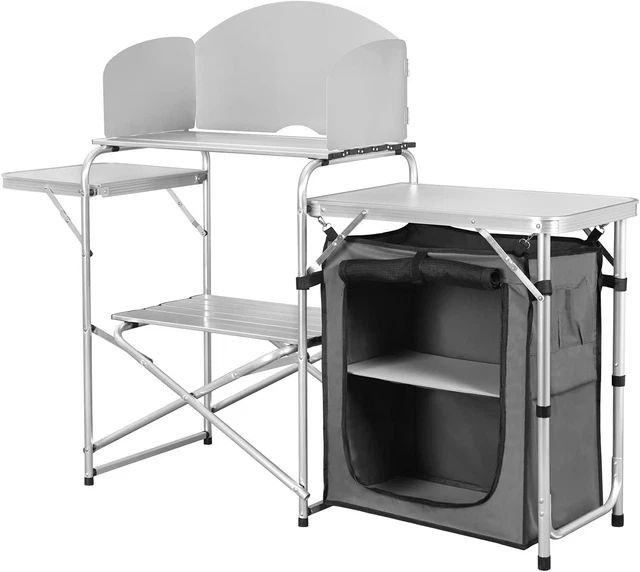 Armadietto Pieghevole Da Campeggio - 9 Scomparti, 3 Ripiani, Per Outdoor, Picnic, BBQ - Foto 6